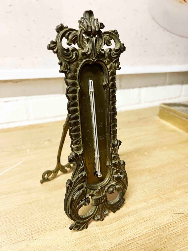 Antique Baroque Style Table Thermometer