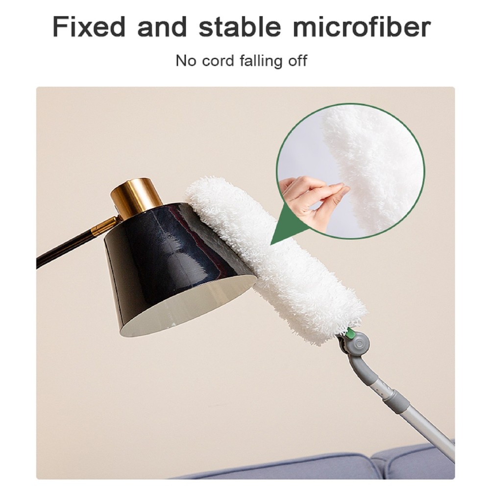 Long Handle Duster with Extension - Reusable & Easy Home Cleaning Tool, White