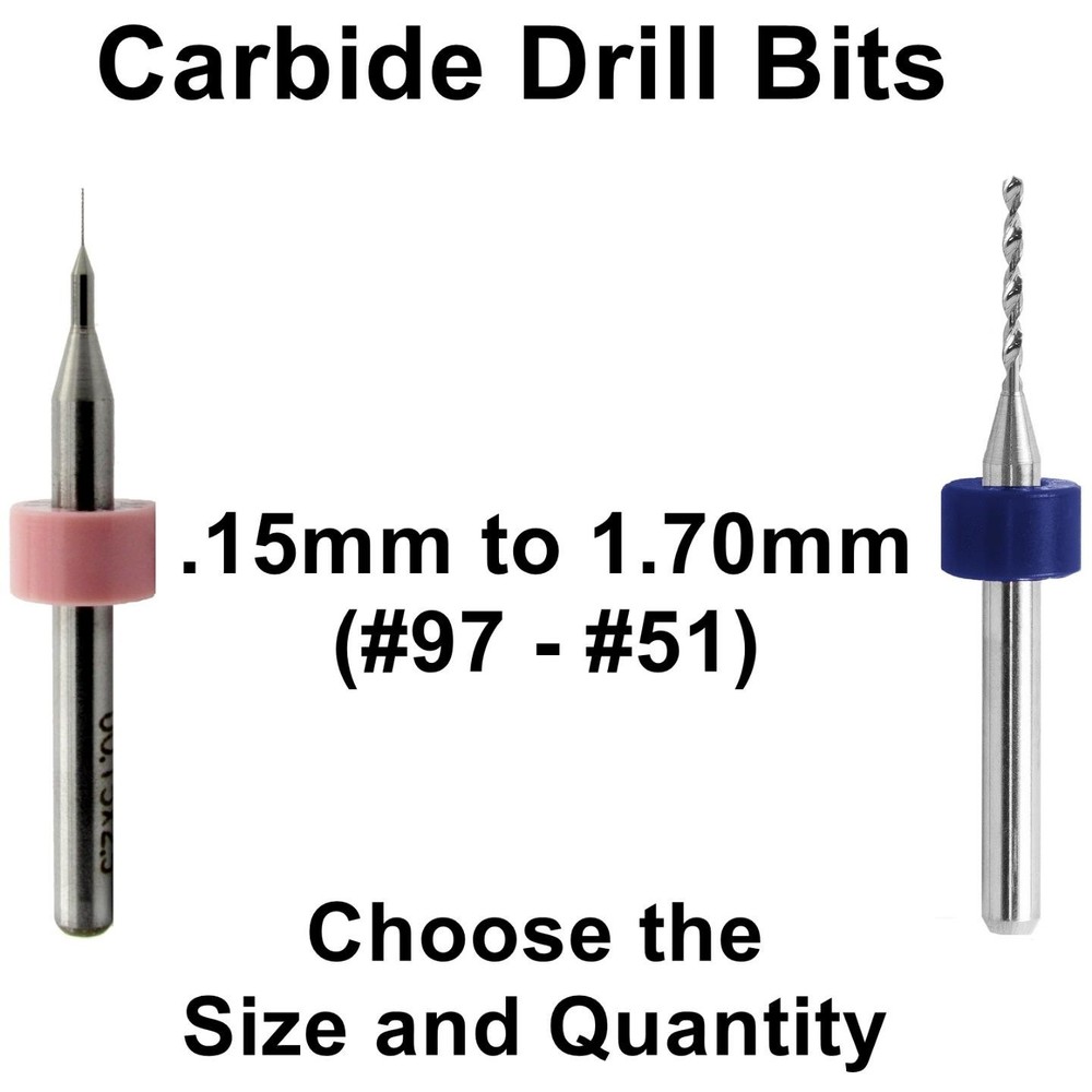 Solid Carbide Drill Bits #97–#51 (0.15–1.70mm) – Select Your Size