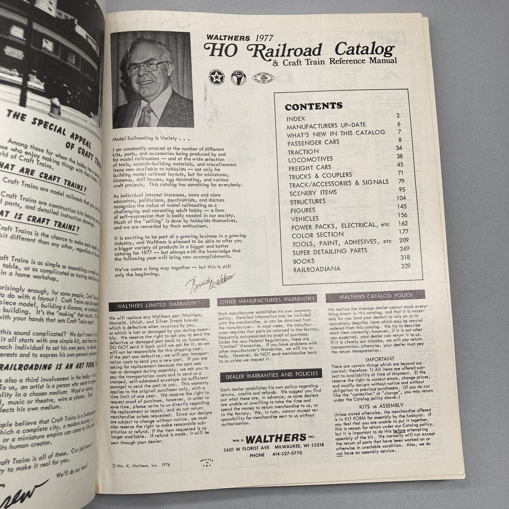 Walthers HO Scale Model Railroad Catalog 1977 Craft Train Reference Manual