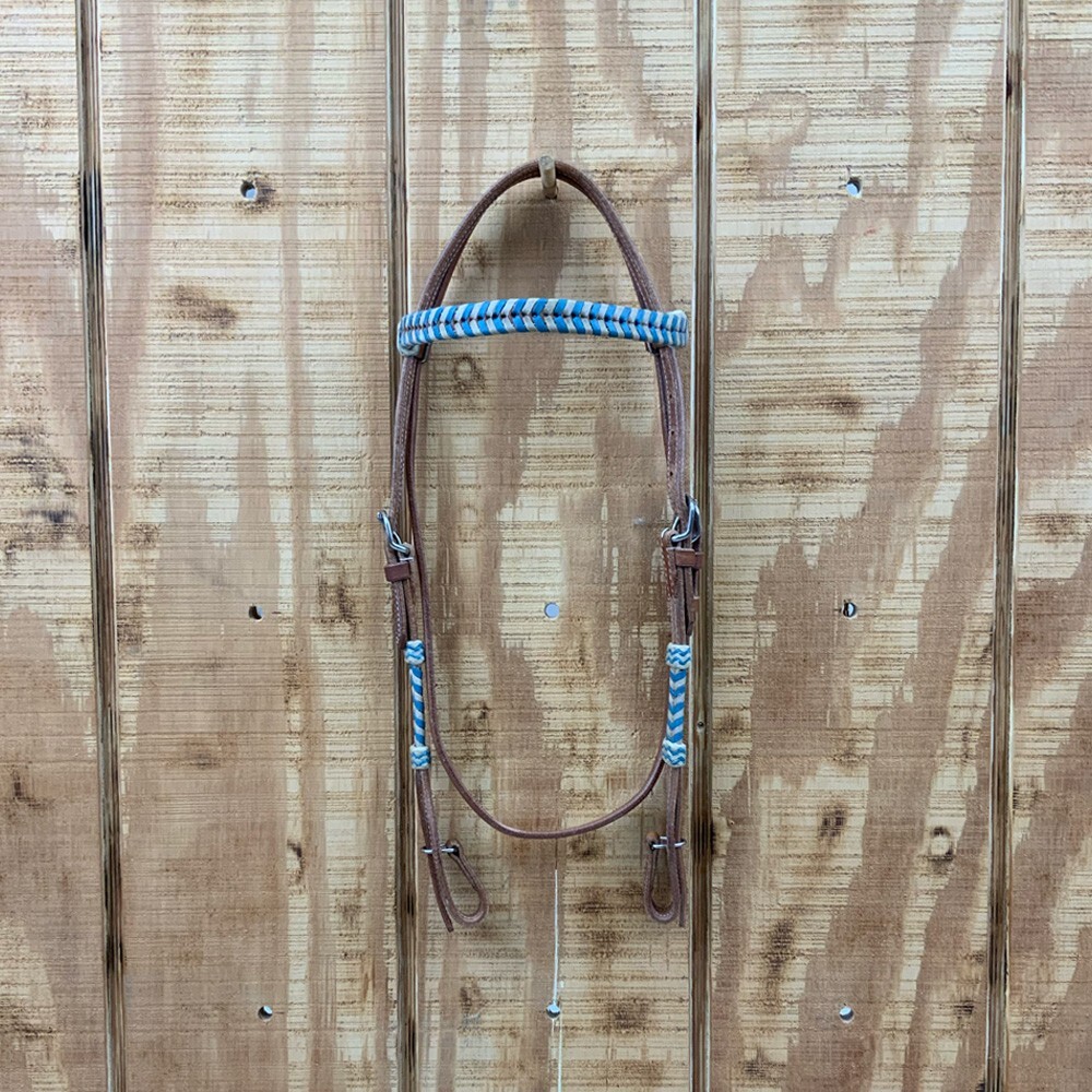 TEAL RAWHIDE Accent Argentina Cow Leather Quick Release Browband HEADSTALL