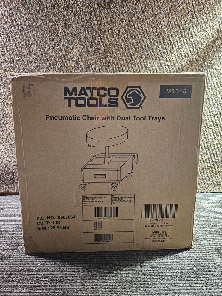 MATCO TOOLS MSD15 ADJUSTABLE PADDED CREEPER SEAT WITH TOOLBOX DRAWERS, RED