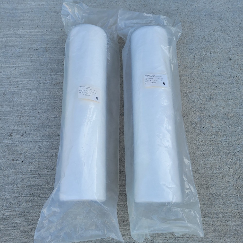 (2) GE Aquatrex Filter LD01-20 Cartridge 01 Micron 20” Polypropylene 4.5" Dia.