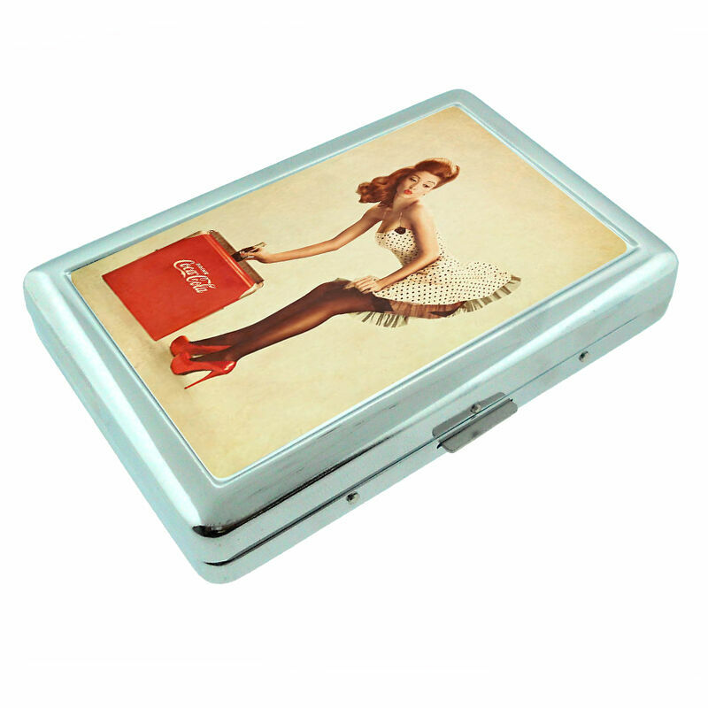 Classic Pin Up D74 Silver Metal Cigarette Case RFID Protection