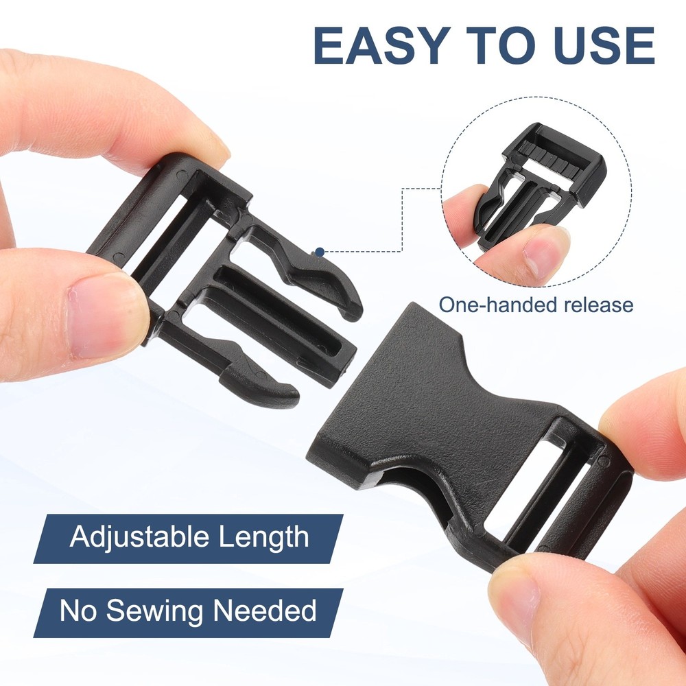 10pcs Quick Side Release Buckles 1" Dual Adjustable No Sewing Clips Snaps