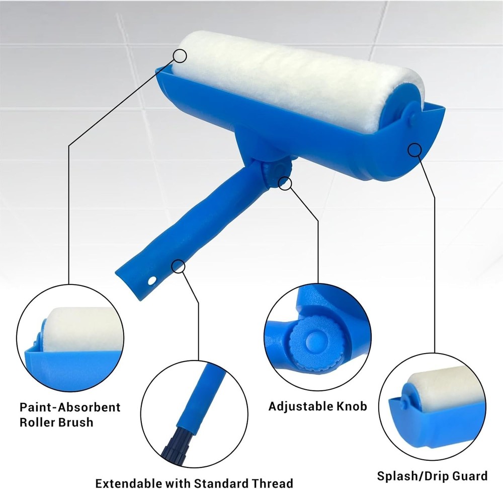 10 Inch Ceiling Paint Roller with Shield Roller and Shield with Adjustable Head