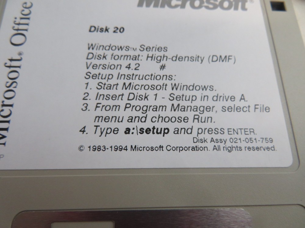 Microsoft Office Version 4.2 Floppy Disks 3.5" 1994 20 discs