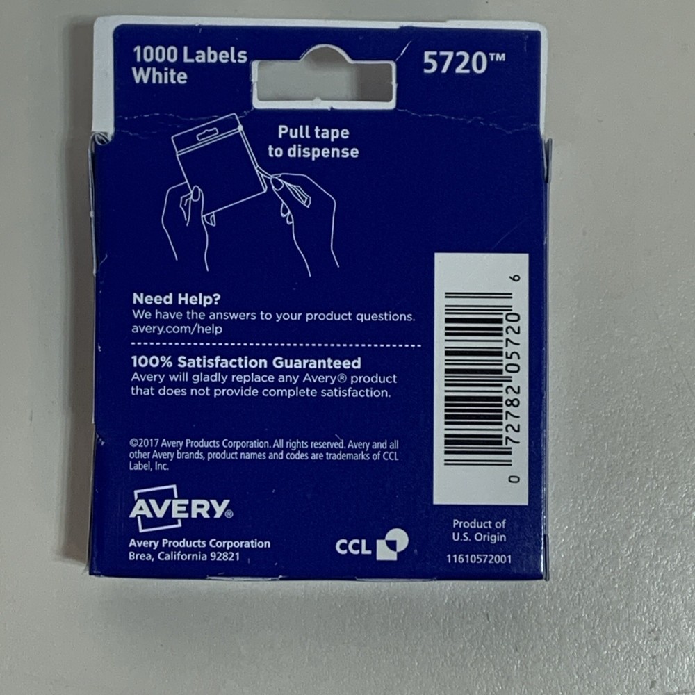 Avery Hole White Reinforcements 1,000/pack 5720