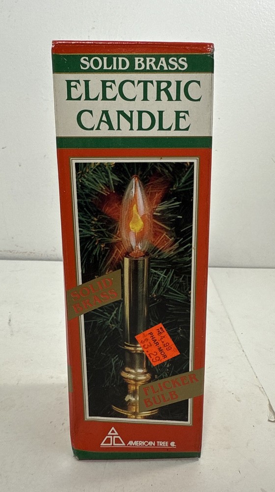 Vintage American Tree Solid Brass Electric Candle w/ Flicker Bulb