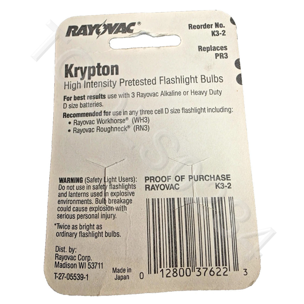 Rayovac K3-2 Krypton Bulb 3-D Replacement Bulb 2 Pack