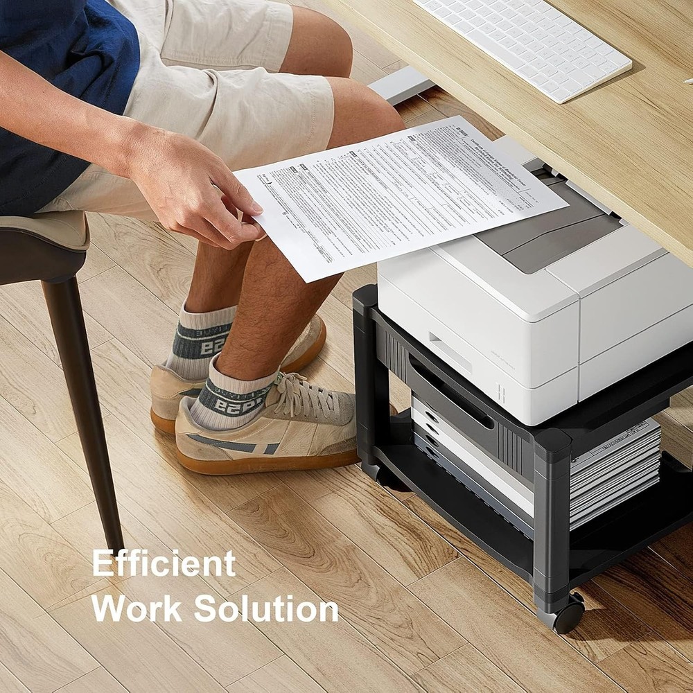 Printer Stand W/ Cable Management & Storage Drawer Printer Table W/ Locking