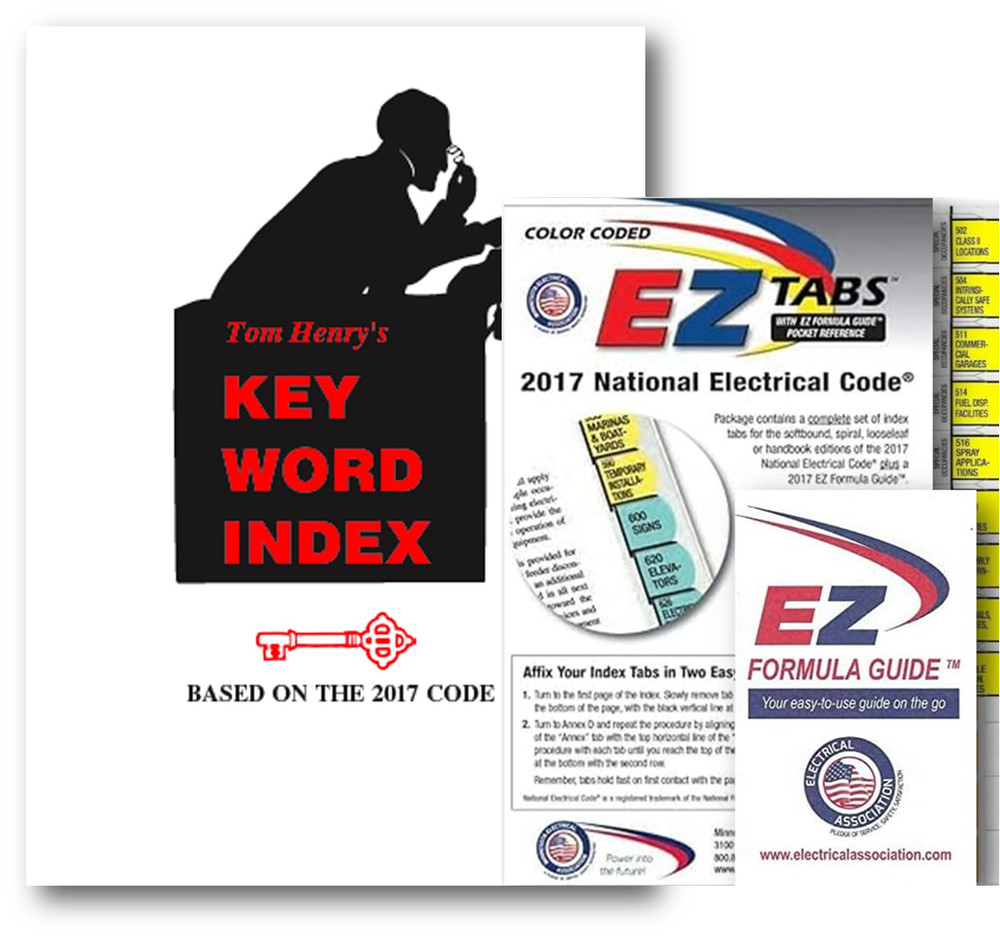 2017 Color Coded EZ  Index Tabs with Key Word Index based on 2017 NEC Codes