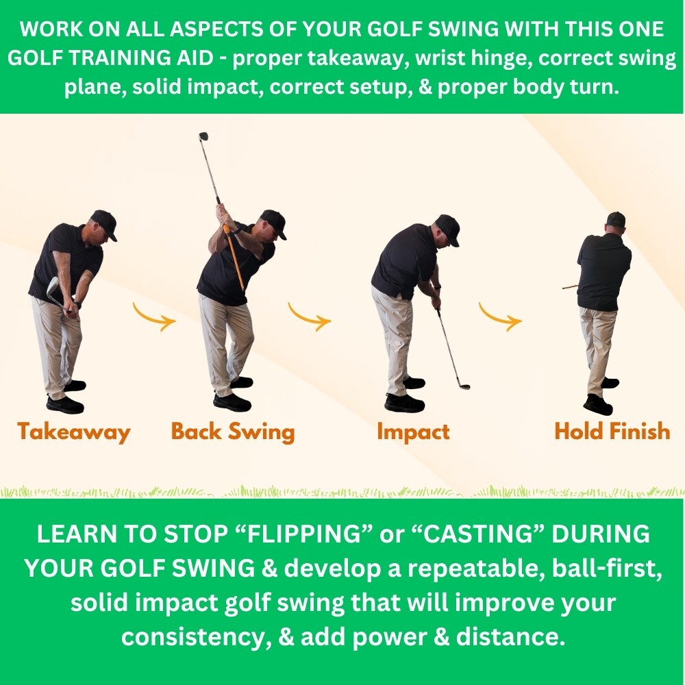 Anti-Flip Stick® Golf Swing Training Aid | Large Grips Version (Open)