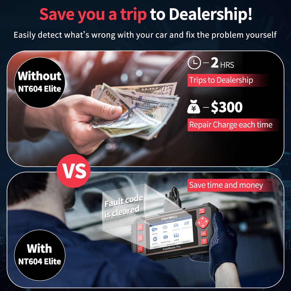 FOXWELL NT604 Elite 2026 NEW OBD2 Scanner Code Reader 4 System Diagnostic Tool