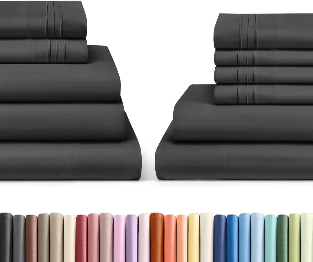 Charcoal Split King Bed Sheets Set - 4 & 6 Piece Luxury Collection
