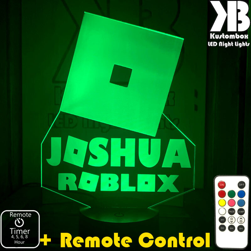 ROBLOX LOGO 3D PERSONALISED NAME LED NIGHT LIGHT 7 COLOURS + REMOTE CONTROL