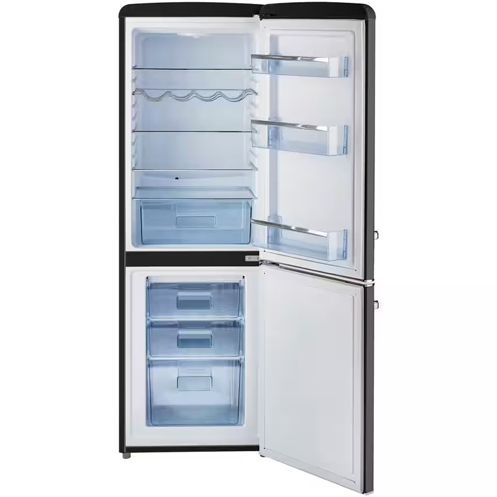 UNIQUE Classic Retro 21.6" 7 cu ft Bottom Freezer Refrigerator - Midnight Black