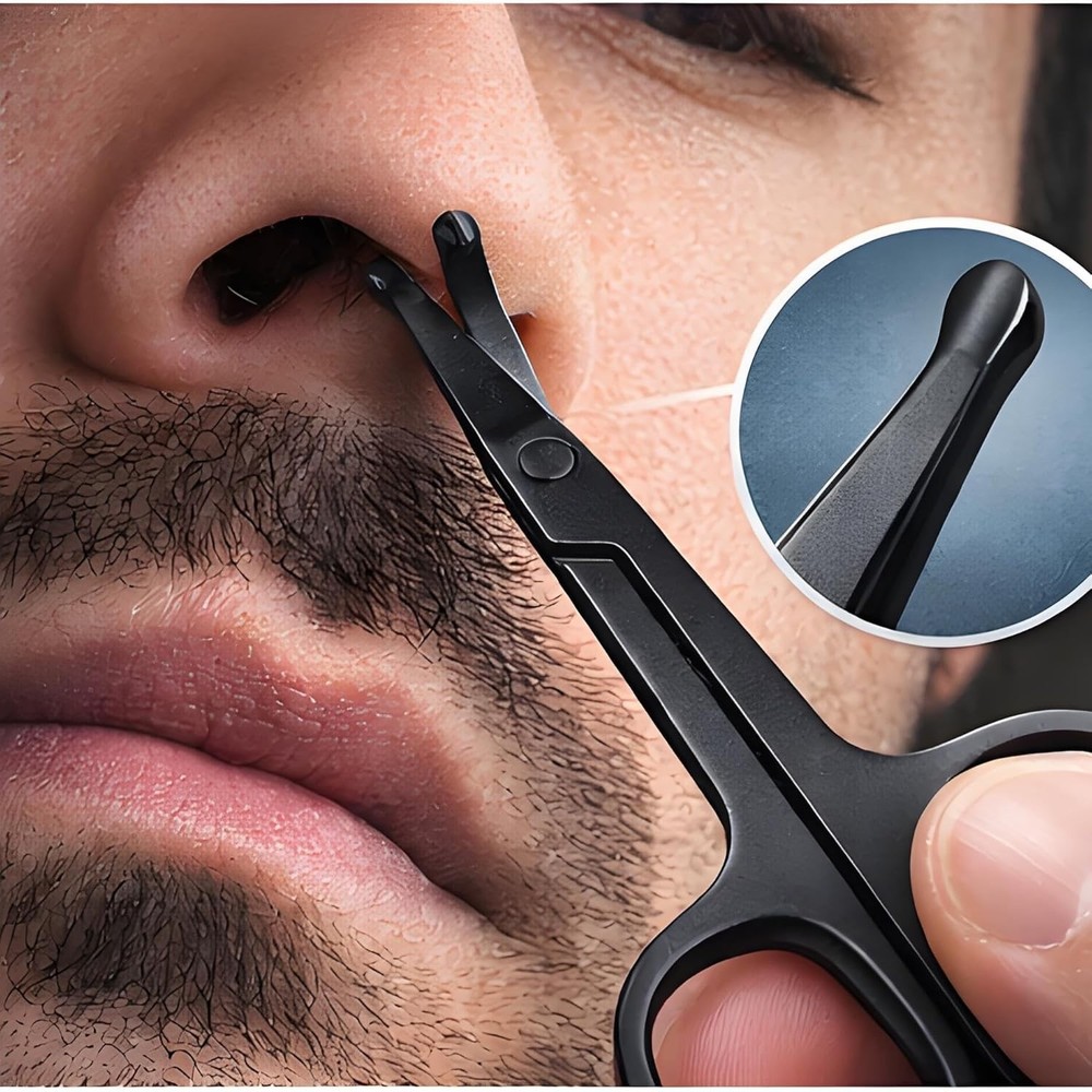 Durable Matte Black Nose Hair Trimmer with Rounded Tips for Effortless Precision