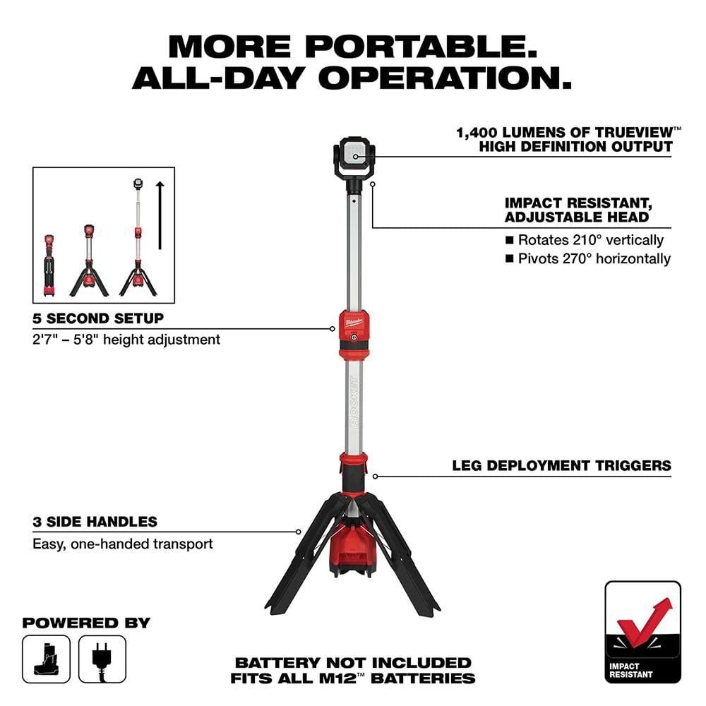 Milwaukee M12 Rocket Dual Power Tower Light (Bare Tool)