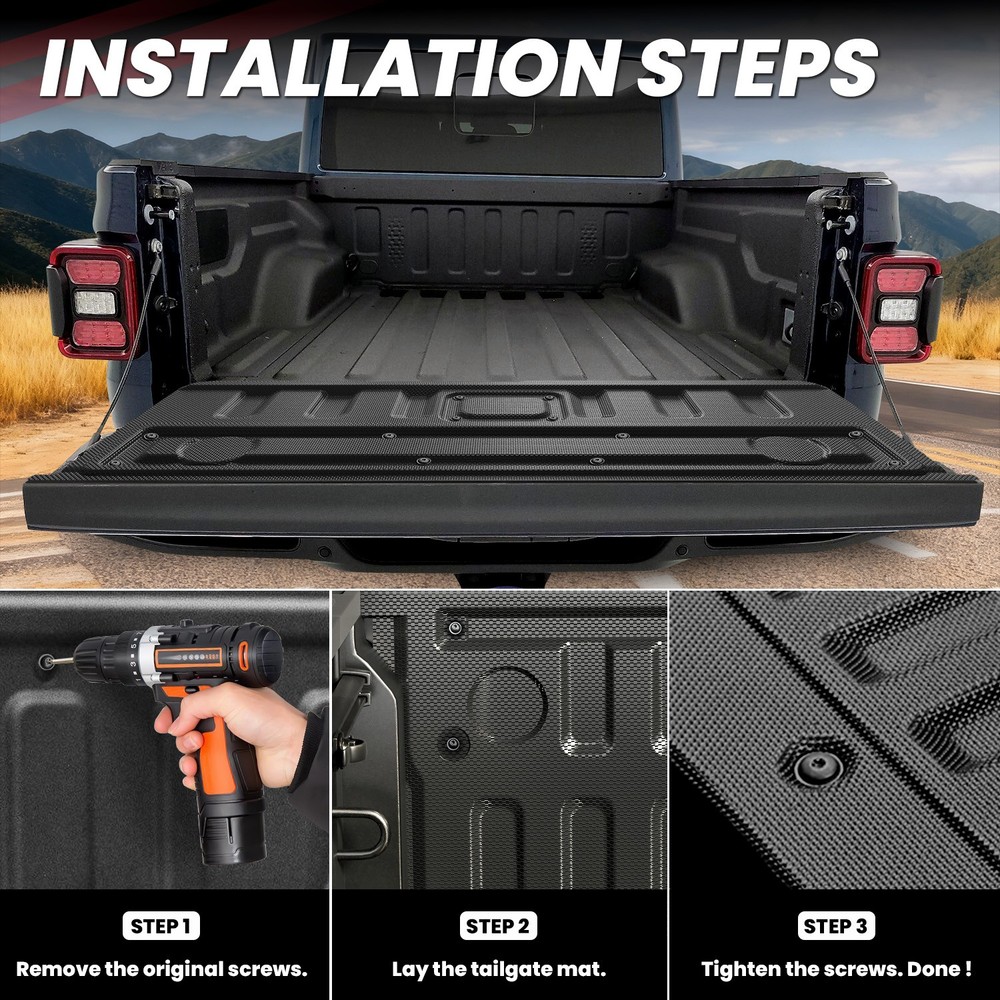 Easy Clean TPE Tailgate Liner for 2020-2026 Jeep Gladiator Tailgate Mat Bed Mat