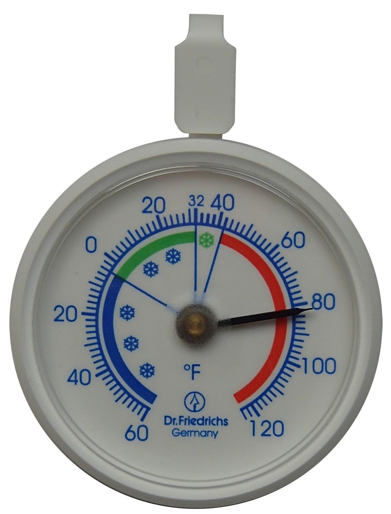 Freezer - Refrigerator - Cooler Thermometer 2.75 in. Diameter with Hanging Hook