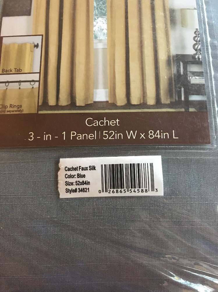 Elrene Cachet Faux Silk Window Panel BLUE 54"x 84" NEW