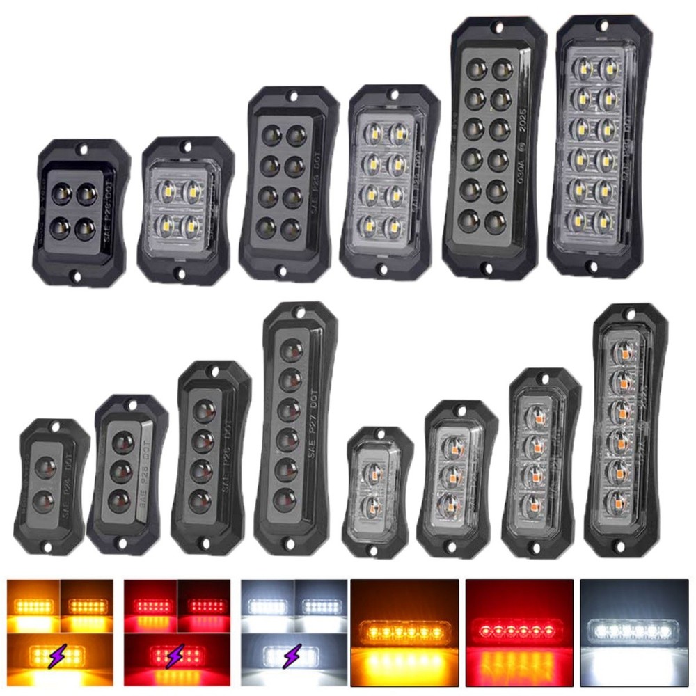 LED Clearance Side Marker Lights Flash Amber/Red/White Lamps Truck Trailer RV