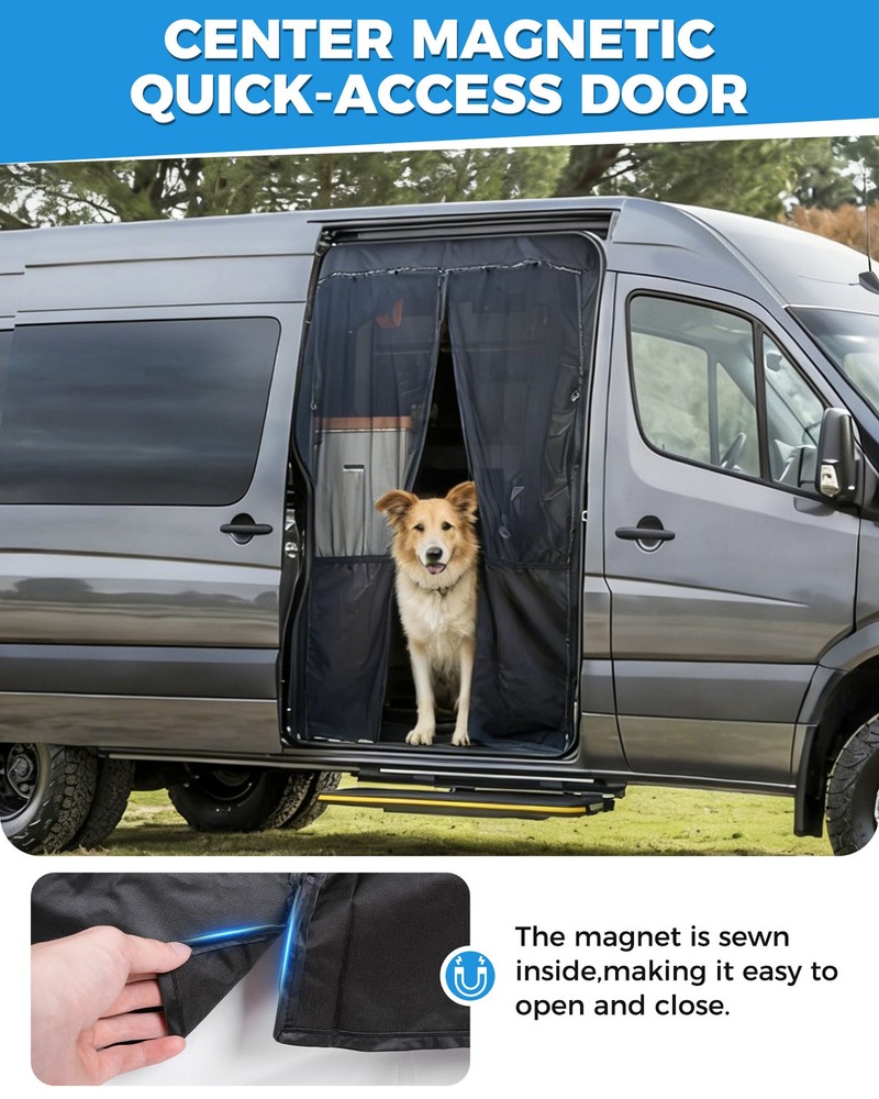 Van Bug Screen w/Privacy Panel Fit Mercedes Sprinter 2007-ON High Roof Side Door