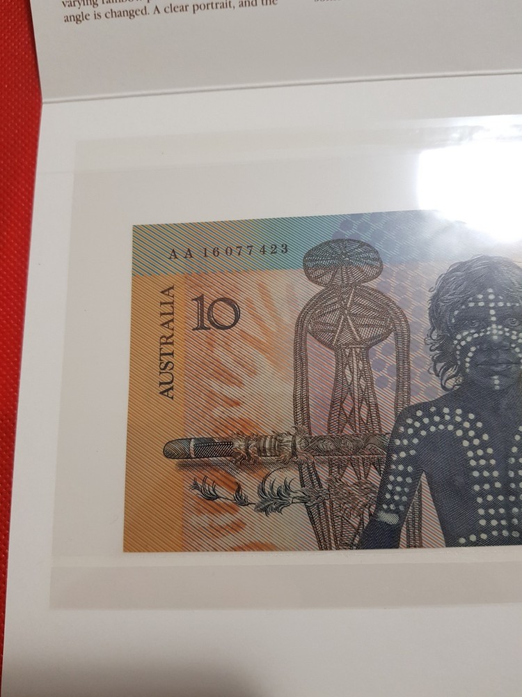 1988 AUSTRALIAN $10 FRASER/JOHNSTON FIRST POLYMER NOTE INV. FOLDER AA 16 077423
