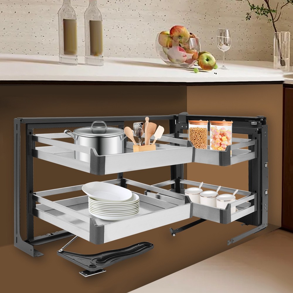 Blind Corner Cabinet Pull-Out Small Space Organizer Kitchen Swivel Storage Shelf