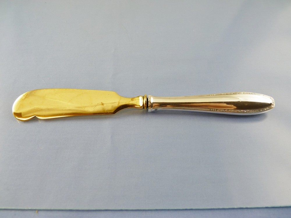 Unknown SCROLL BORDER MASTER BUTTER KNIFE SILVER 800 BY GERMAN MAKER