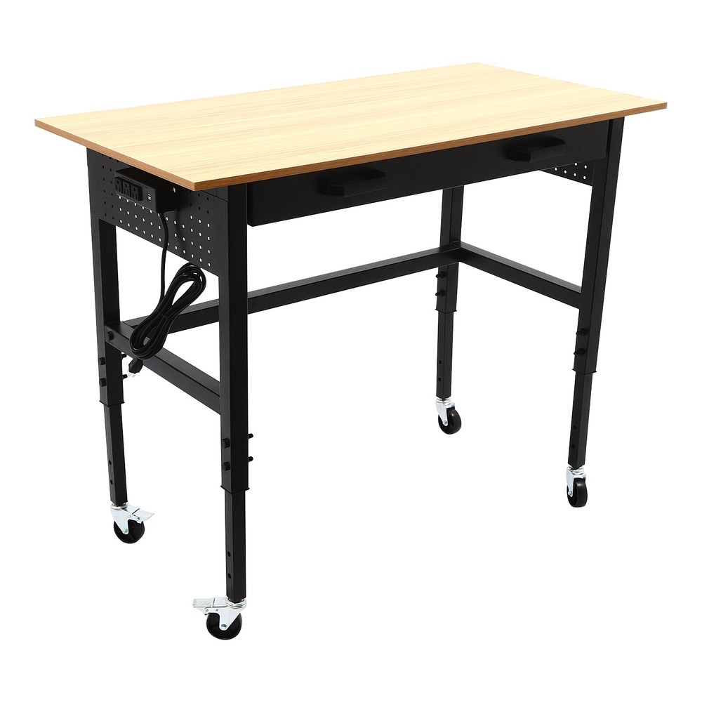Workbench Mobile Height Adjustable Garage Office Home Working Desk Table 200lbs