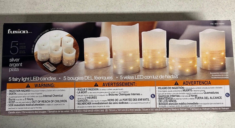 Fusion Fairy Light Multifunction Remote Control LED Candles, Silver (5 Count)