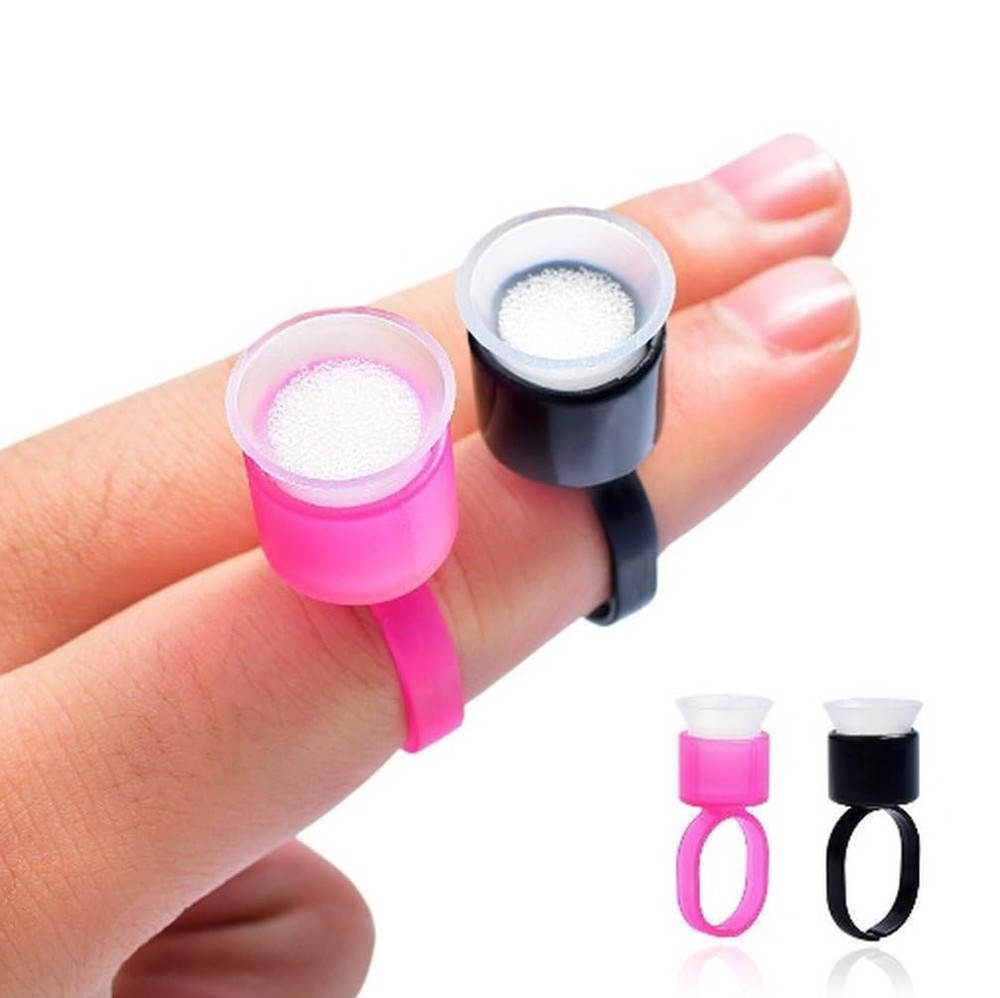 Ink Cup Rings, Pigment Ring Caps with Sponge for Microblading Semi Permanent ...