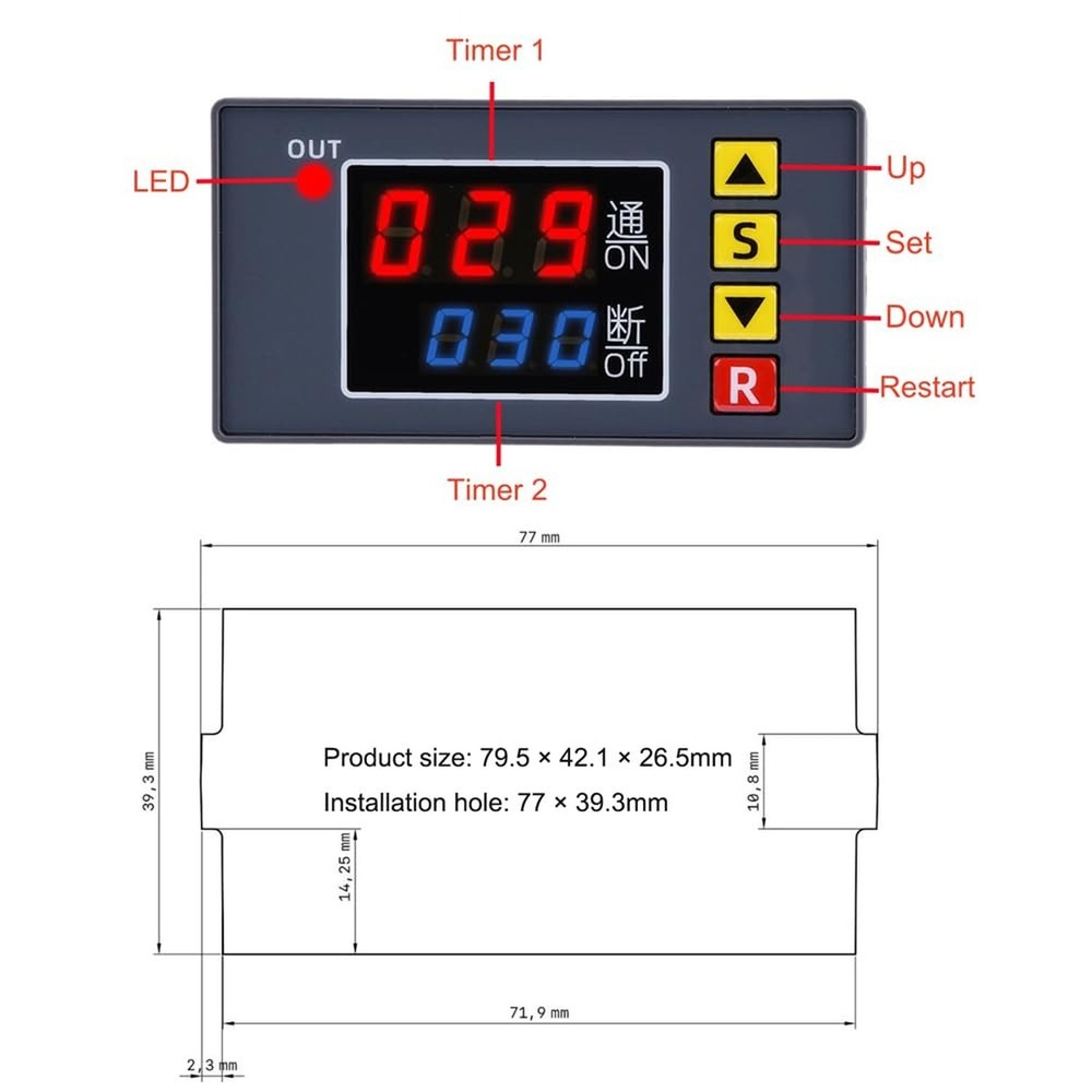 Timer Delay Relay 20A 1500W Programmable Time Controller Switch Type Timer Pa...