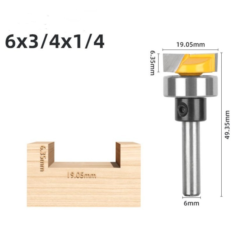 1Pcs 6mm Shank Hinge Mortise/Template Router Bit Set 3/4" Diameter