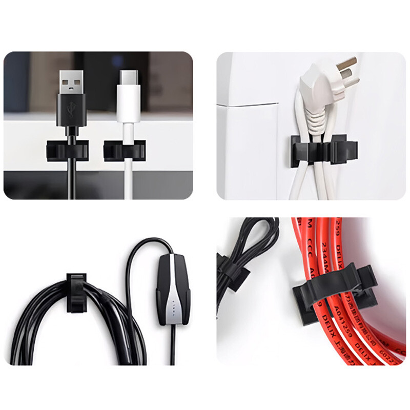 100Pcs Self Adhesive Cable Clips Mount Adjustable Wire Conduit Pads Clamp Holder