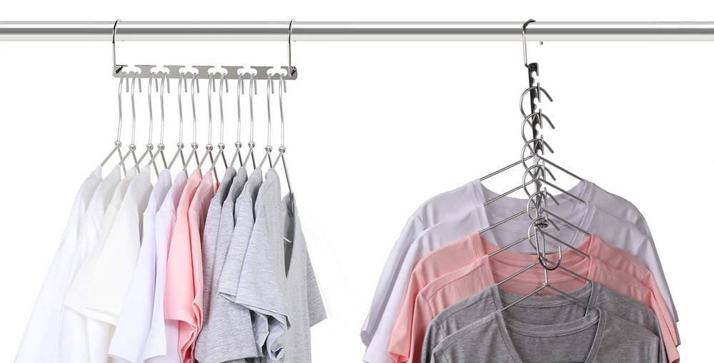 Magicool 8 Pack Metal Magic Cascading Hanger Space Saving Hangers Closet Orga...