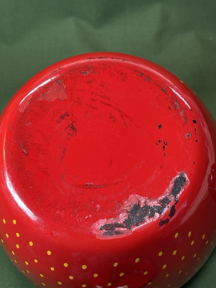 Vtg COPCO ENAMELWARE STRAWBERRY 2.5 Quart - Tea Kettle *Missing Whistle Cap*