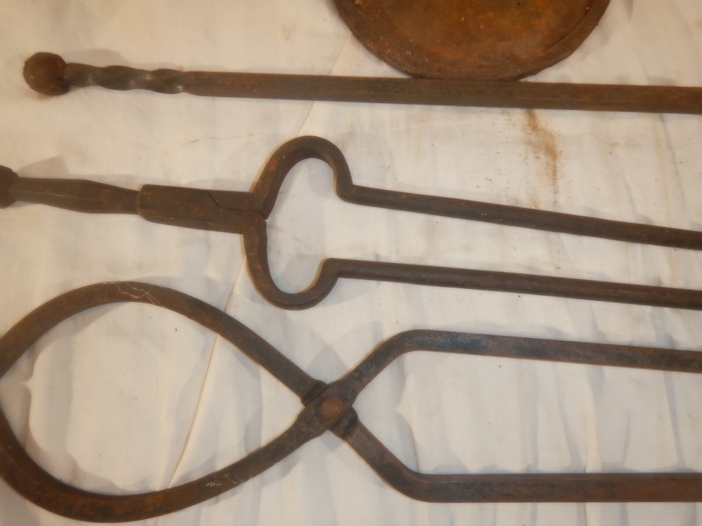 Brutalist Hand Wrought Fire Place Tools And Stand