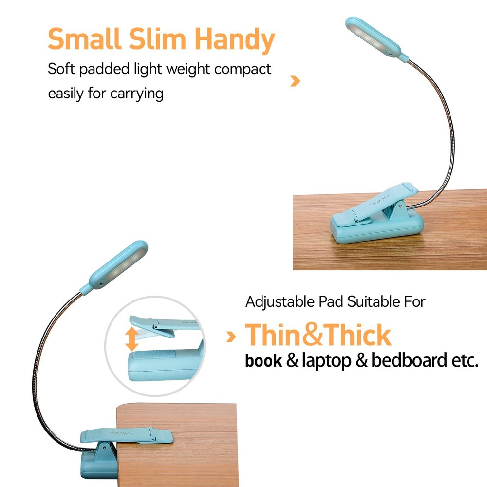 Rechargeable Book Light Blue Light Blocking Amber 1600k Clip On Reading Light Ey