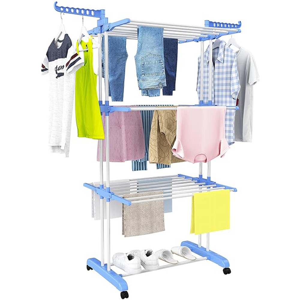 4 Tier 67'' Clothes Drying Rack Rotation Folding Laundry Hanger Organizer Stand