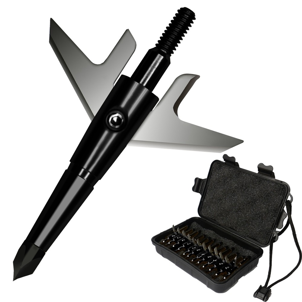 12Pcs Black  Broadheads 100 Grain 1.75" Cut Compound Bow Crossbow Tips