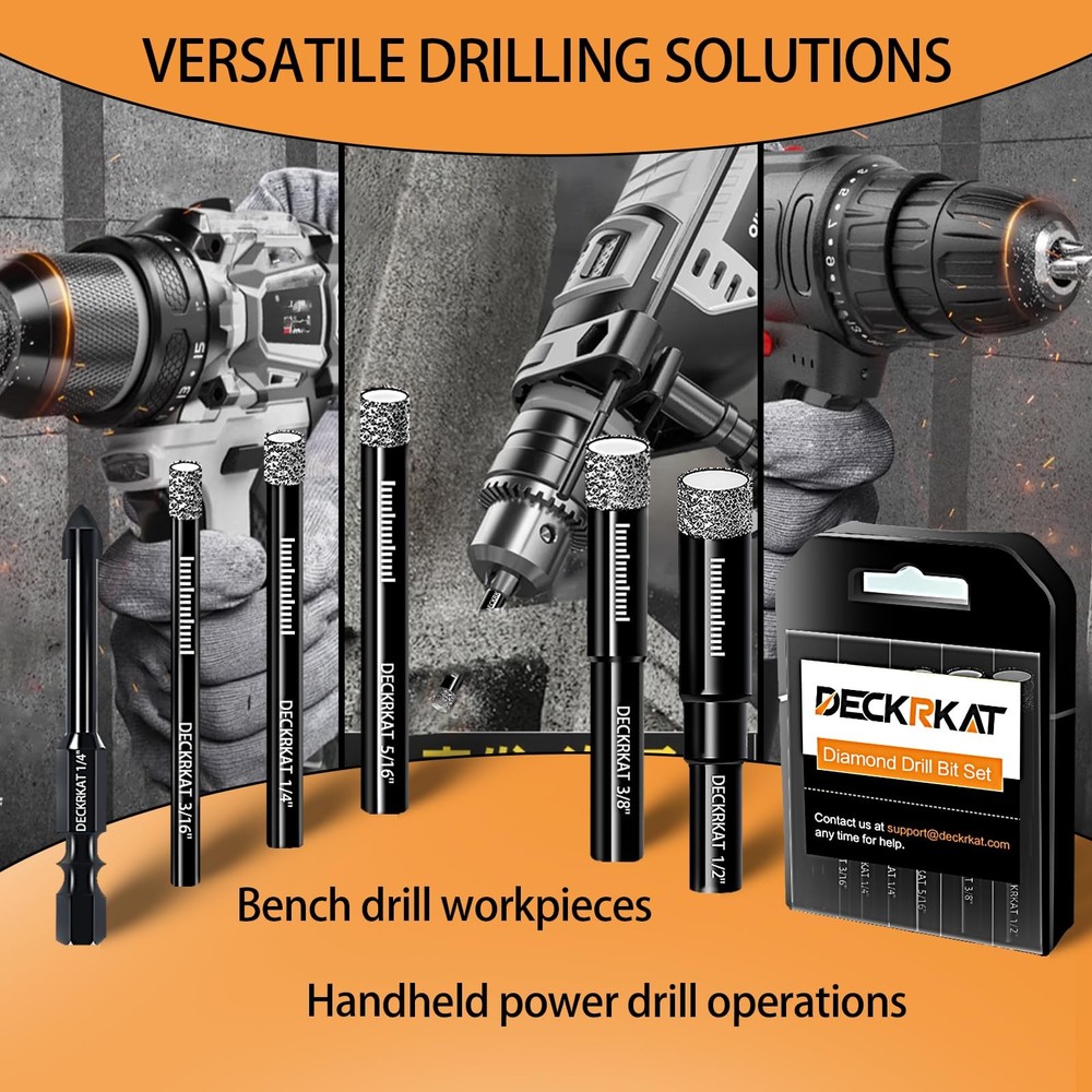 DECKRKAT 7-Piece Dry Diamond Drill Bits & 7 Pack (with Carbide)