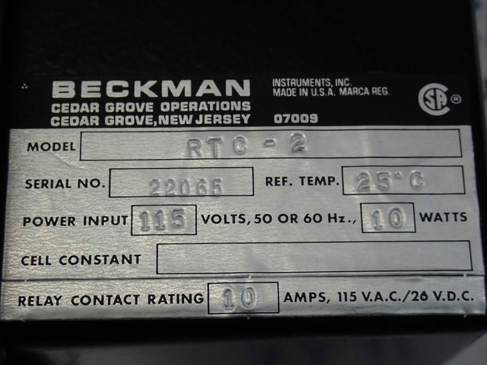 Beckman RTC-2 Rinse Tank Controller 115 Volt 10 Watt