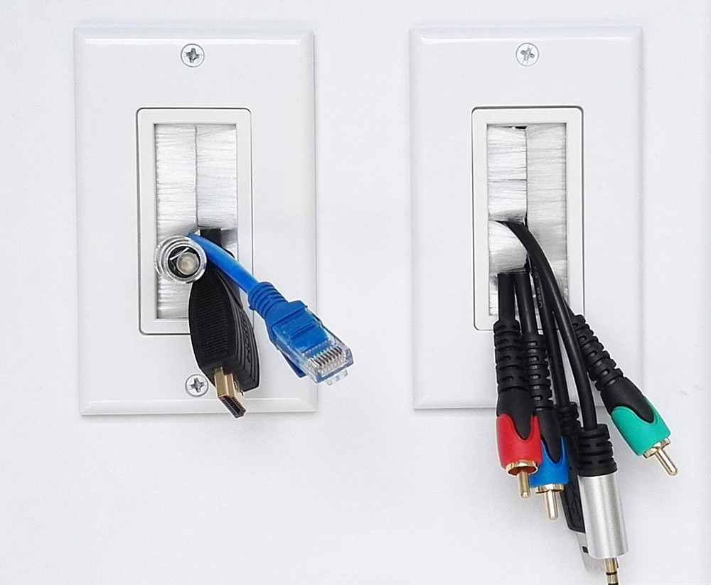 Brush Wall Plate + Low Voltage Mounting Bracket 5-Pack Cable Pass Through Insert