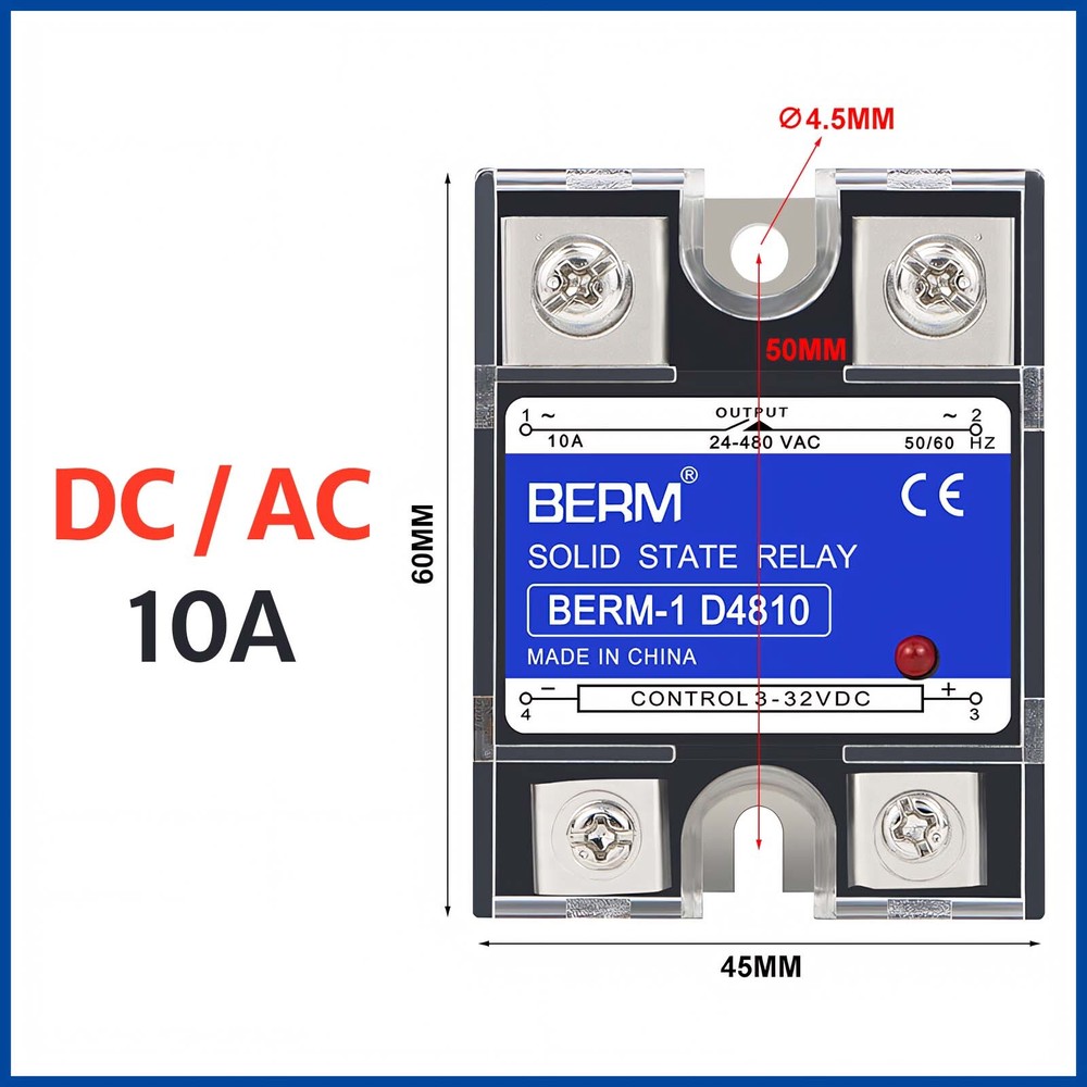 SSR Single Phase Solid State Relay DC/AC DC/DC AC/AC 3-32VDC 10-100 DA DD AA