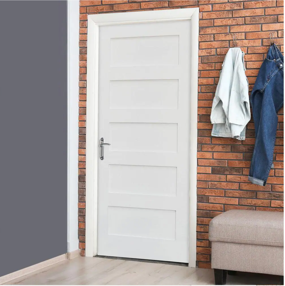 Prehung 5 Panel Flat Mission Shaker Primed Stile & Rail Solid Core Doors 8'0 Ht.