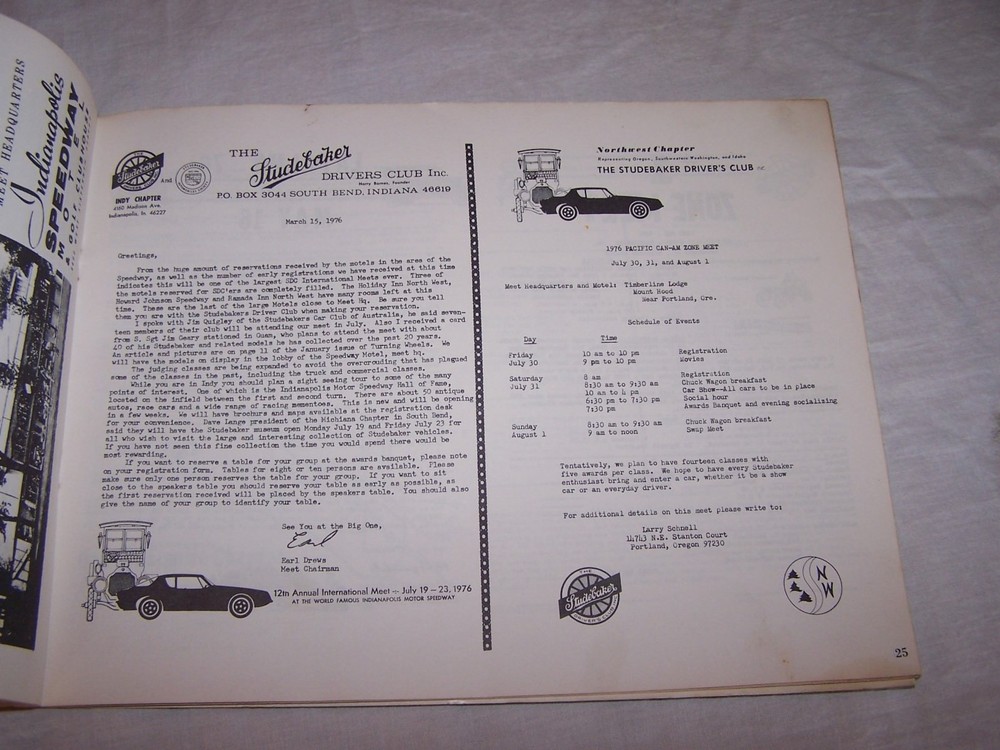 1976 STUDEBAKER 42 Page DRIVERS CLUB Publication