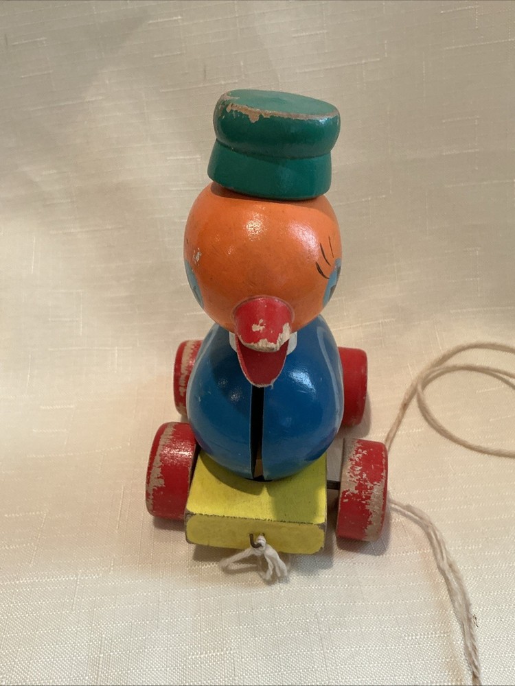 Vintage Wooden Duck Pull Toy EASTER🐤